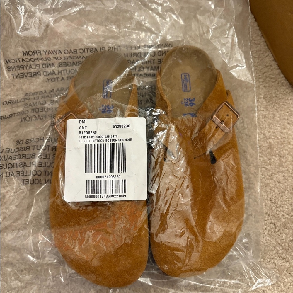Birkenstock Boston Soft Footbed Clog Suede Shoes Honey Mink EU 36 US 5 5.5 - Picture 2 of 9